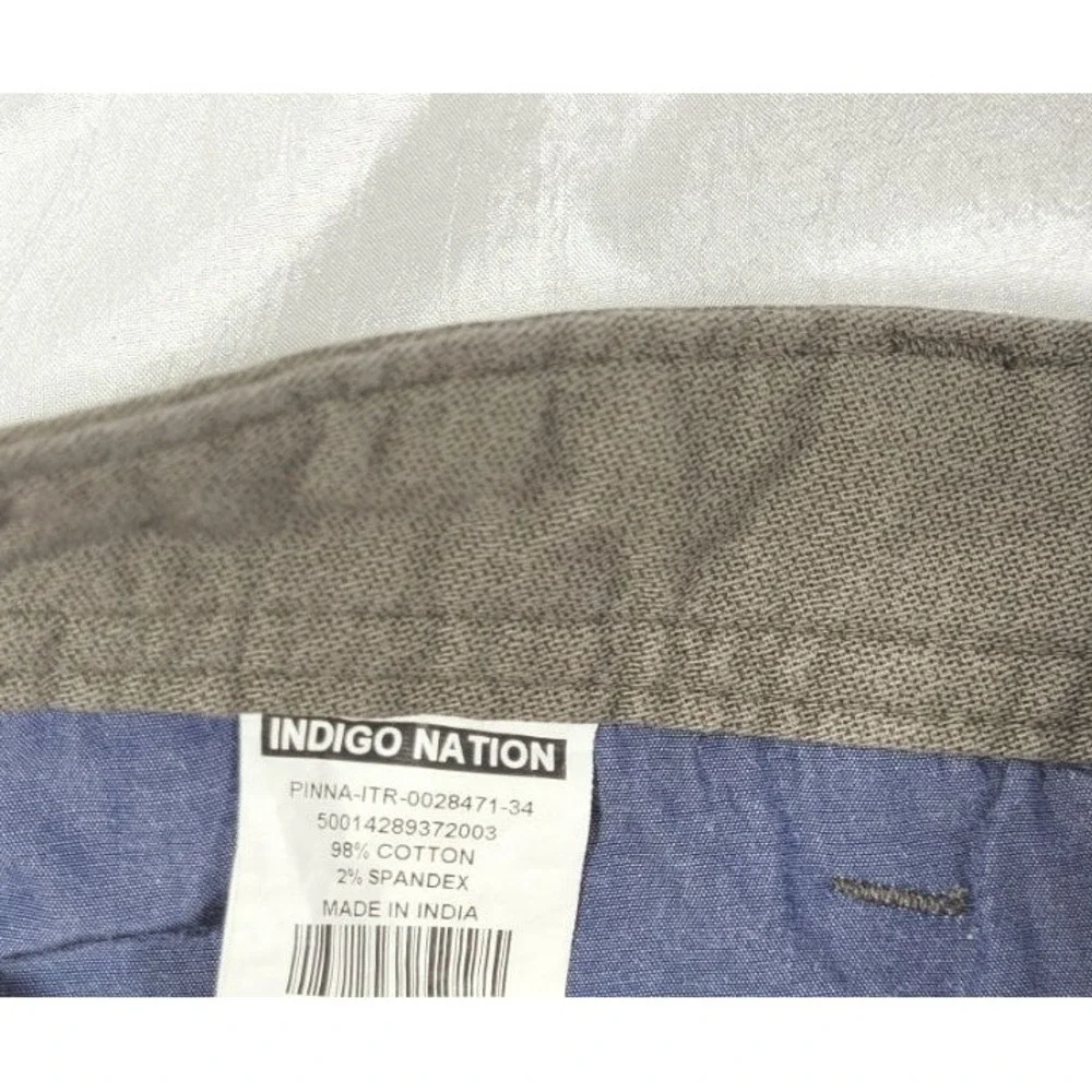Indigo Nation Men's Ultra Slim Fit Printed Pants - Brown - Sz 34 (31.5